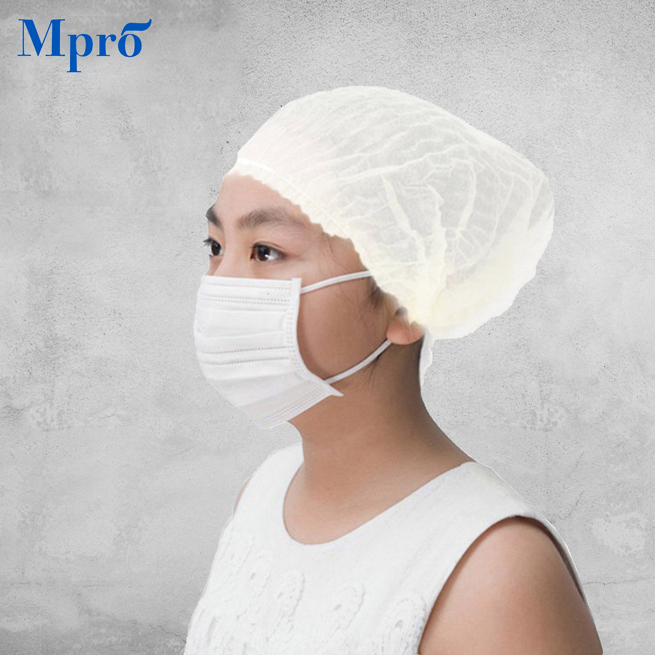 Mpro一次性無紡布條形帽髮帽(單筋) 21" , 100個(白色) (型號: MP221SE-100L-WH)