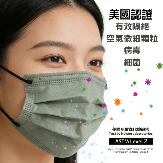 一次性Level 2專業口罩 (墨綠)-30個裝 - Image 2